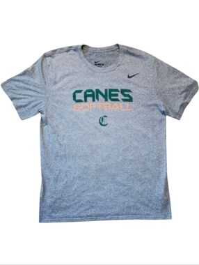 University of Miami  Hurricanes Large Nike Dri-FIT Gray Performance Tee